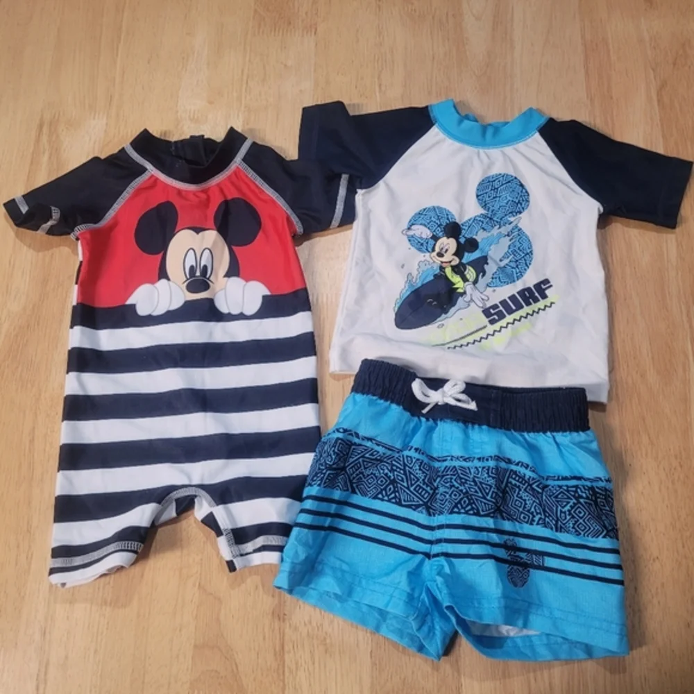 Disney Baby Mickey Mouse Bathing Suit Lot of 2 Swimsuits‎